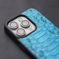 CERULEAN BLUE PYTHON SKIN PHONE CASE (CENTER SCALES)