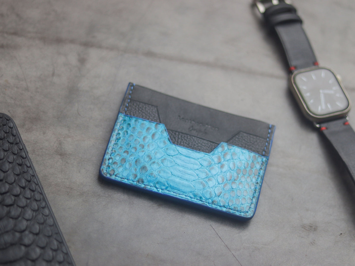 AUGUSTUS - MINIMAL WALLET CERULEAN BLUE PYTHON SKIN