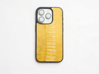 CANARY YELLOW OSTRICH LEG SKIN PHONE CASE