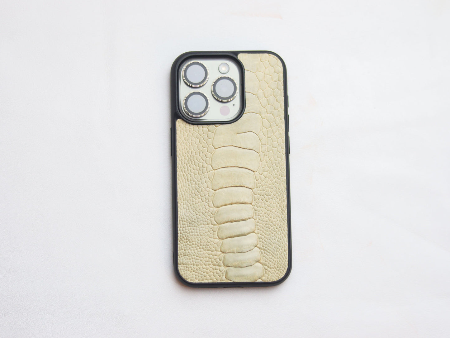 PARCHMENT BIEGE OSTRICH LEG SKIN PHONE CASE