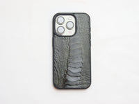 GRAPHITE GREY OSTRICH LEG SKIN PHONE CASE