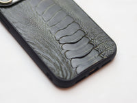 GRAPHITE GREY OSTRICH LEG SKIN PHONE CASE