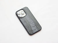 GRAPHITE GREY OSTRICH LEG SKIN PHONE CASE