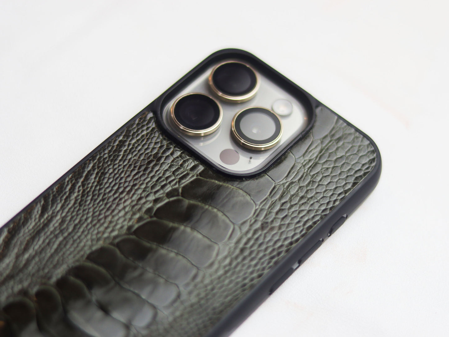 GRAPHITE GREY OSTRICH LEG SKIN PHONE CASE