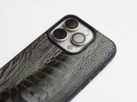 GRAPHITE GREY OSTRICH LEG SKIN PHONE CASE