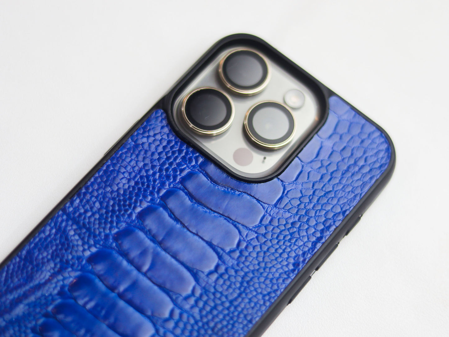 COBALT BLUE OSTRICH LEG SKIN PHONE CASE