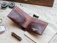 ATTICUS - Whisky Brown Veg Tan Waxed Pull Up Leather
