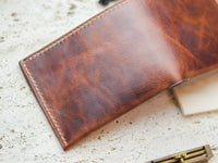 ATTICUS - Whisky Brown Veg Tan Waxed Pull Up Leather
