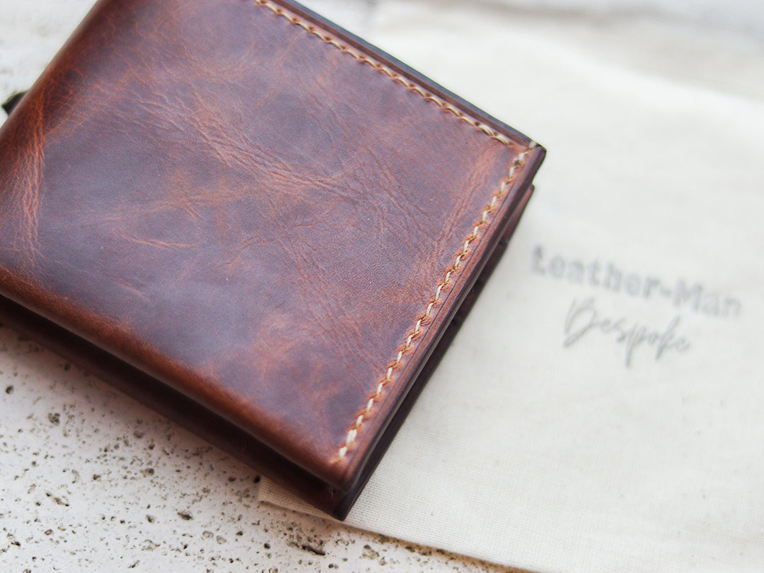 ATTICUS - Whisky Brown Veg Tan Waxed Pull Up Leather