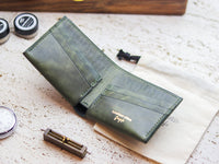 ATTICUS - Basil Green Veg Tan Waxed Pull Up Leather