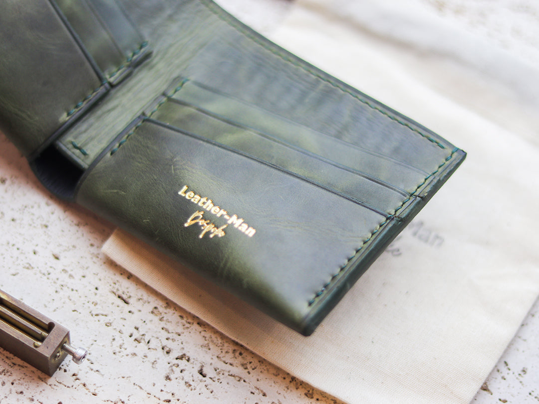 ATTICUS - Basil Green Veg Tan Waxed Pull Up Leather