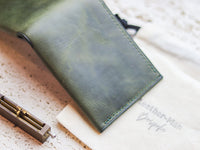 ATTICUS - Basil Green Veg Tan Waxed Pull Up Leather