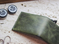 ATTICUS - Basil Green Veg Tan Waxed Pull Up Leather
