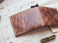 ATTICUS - Rusty Brown Veg Tan Waxed Pull Up Leather