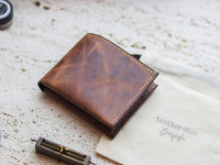 ATTICUS - Rusty Brown Veg Tan Waxed Pull Up Leather