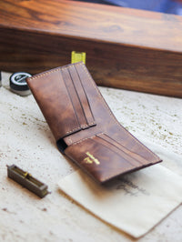 ATTICUS - Rusty Brown Veg Tan Waxed Pull Up Leather