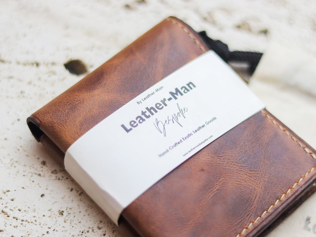ATTICUS - Rusty Brown Veg Tan Waxed Pull Up Leather