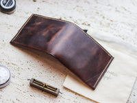 ATTICUS - Walnut Brown Veg Tan Waxed Pull Up Leather