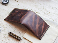 ATTICUS - Walnut Brown Veg Tan Waxed Pull Up Leather