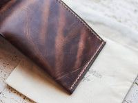 ATTICUS - Walnut Brown Veg Tan Waxed Pull Up Leather