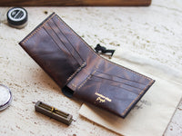 ATTICUS - Walnut Brown Veg Tan Waxed Pull Up Leather