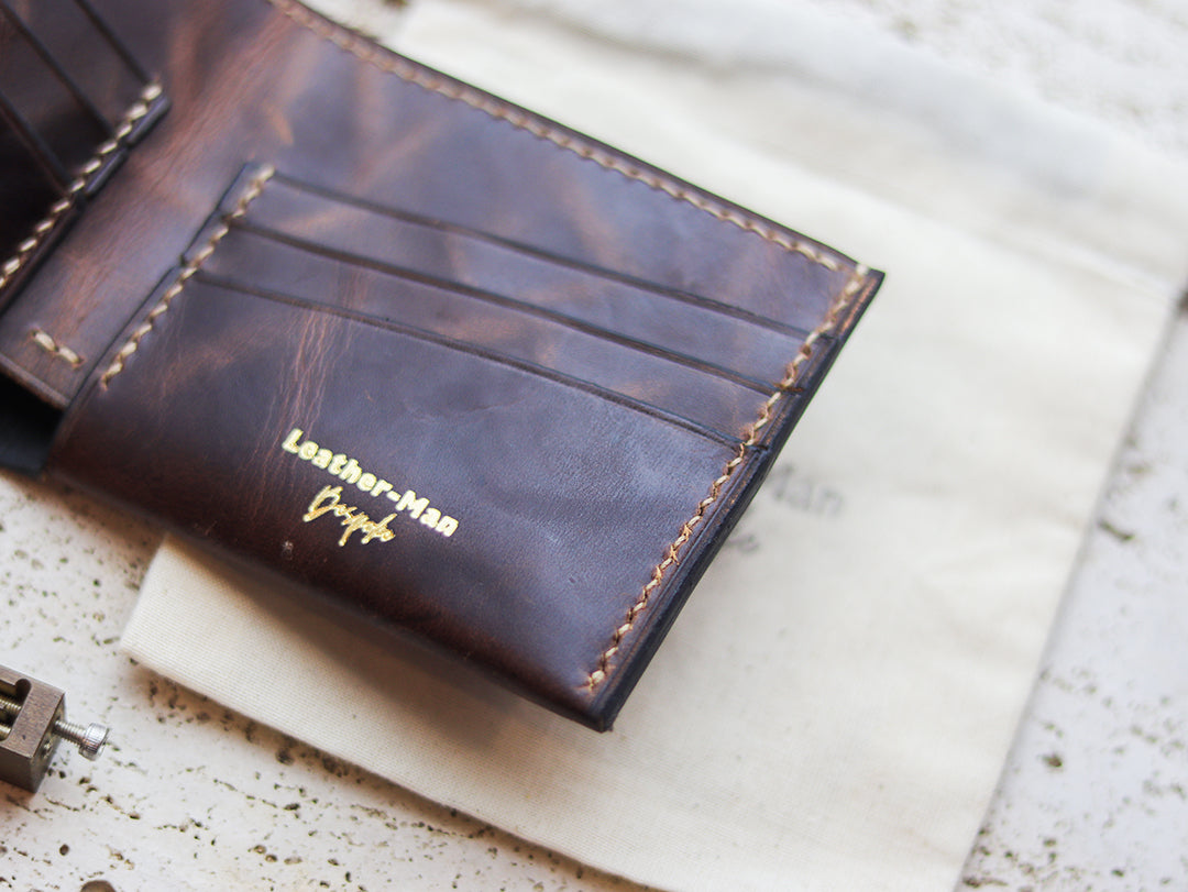 ATTICUS - Walnut Brown Veg Tan Waxed Pull Up Leather