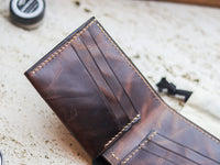 ATTICUS - Walnut Brown Veg Tan Waxed Pull Up Leather