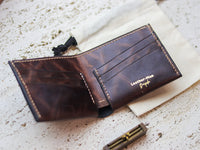 ATTICUS - Walnut Brown Veg Tan Waxed Pull Up Leather