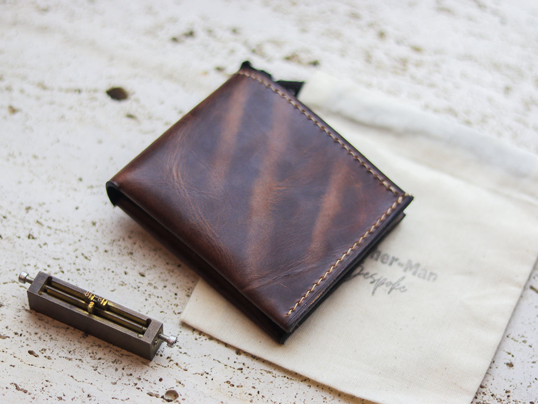 ATTICUS - Walnut Brown Veg Tan Waxed Pull Up Leather