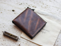 ATTICUS - Walnut Brown Veg Tan Waxed Pull Up Leather