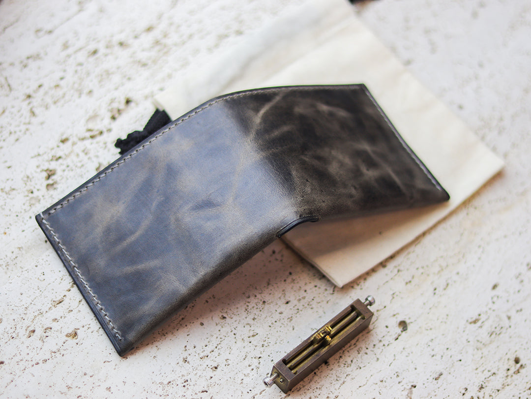 ATTICUS - Midnight Gray Veg Tan Waxed Pull Up Leather