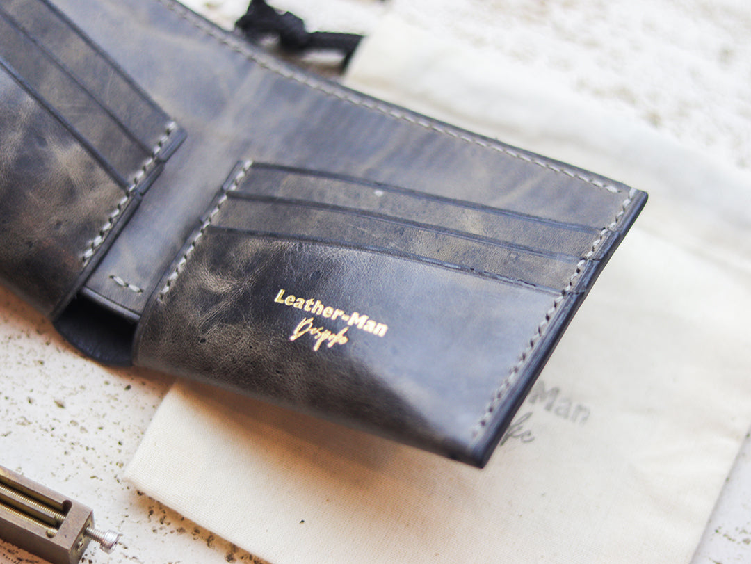 ATTICUS - Midnight Gray Veg Tan Waxed Pull Up Leather
