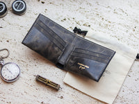 ATTICUS - Midnight Gray Veg Tan Waxed Pull Up Leather