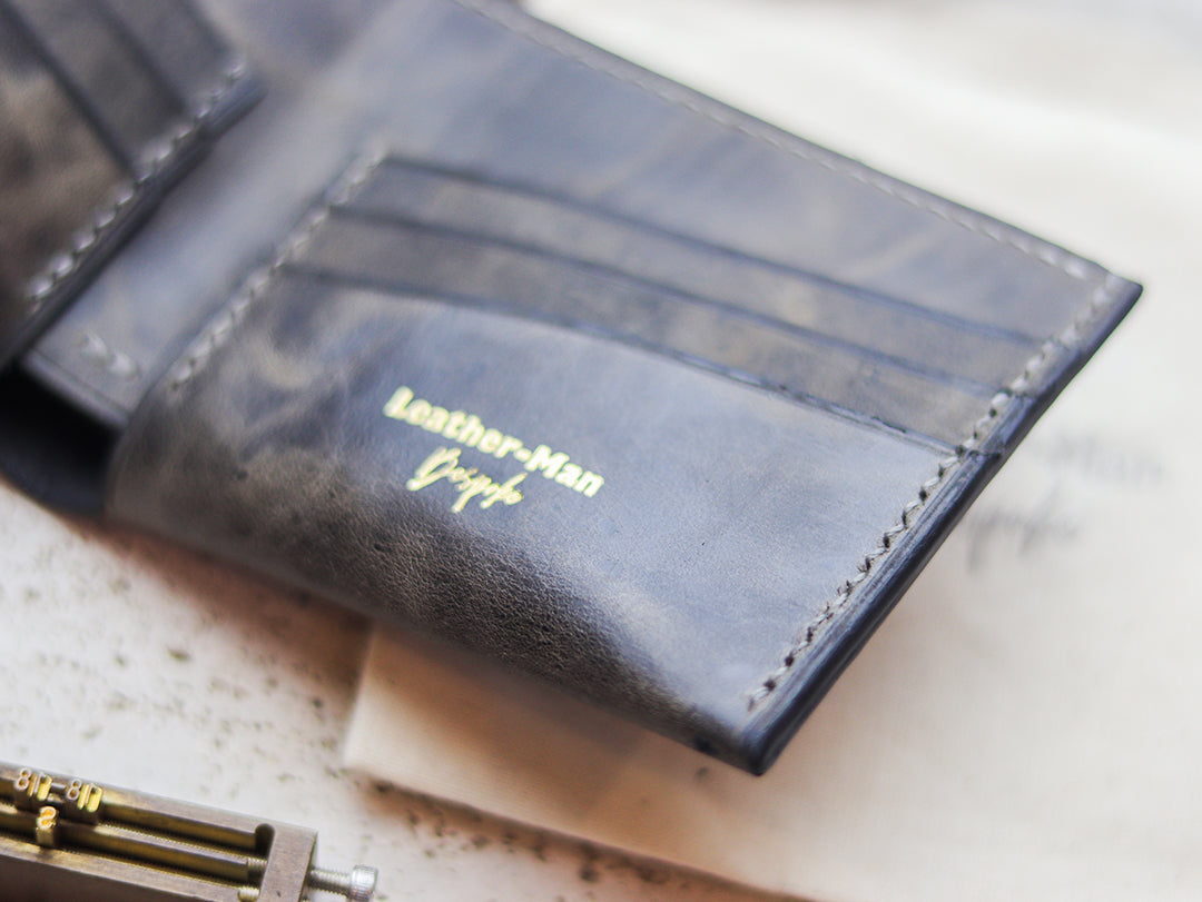 ATTICUS - Midnight Gray Veg Tan Waxed Pull Up Leather