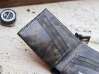 ATTICUS - Midnight Gray Veg Tan Waxed Pull Up Leather
