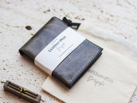 ATTICUS - Midnight Gray Veg Tan Waxed Pull Up Leather