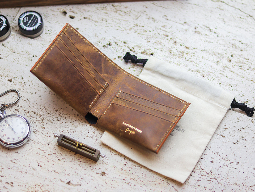 ATTICUS - Bronze Brown Veg Tan Waxed Pull Up Leather