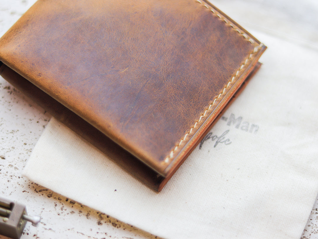 ATTICUS - Bronze Brown Veg Tan Waxed Pull Up Leather