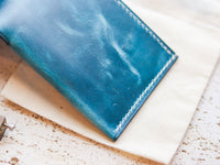 ATTICUS - Turquoise Blue Veg Tan Waxed Pull Up Leather