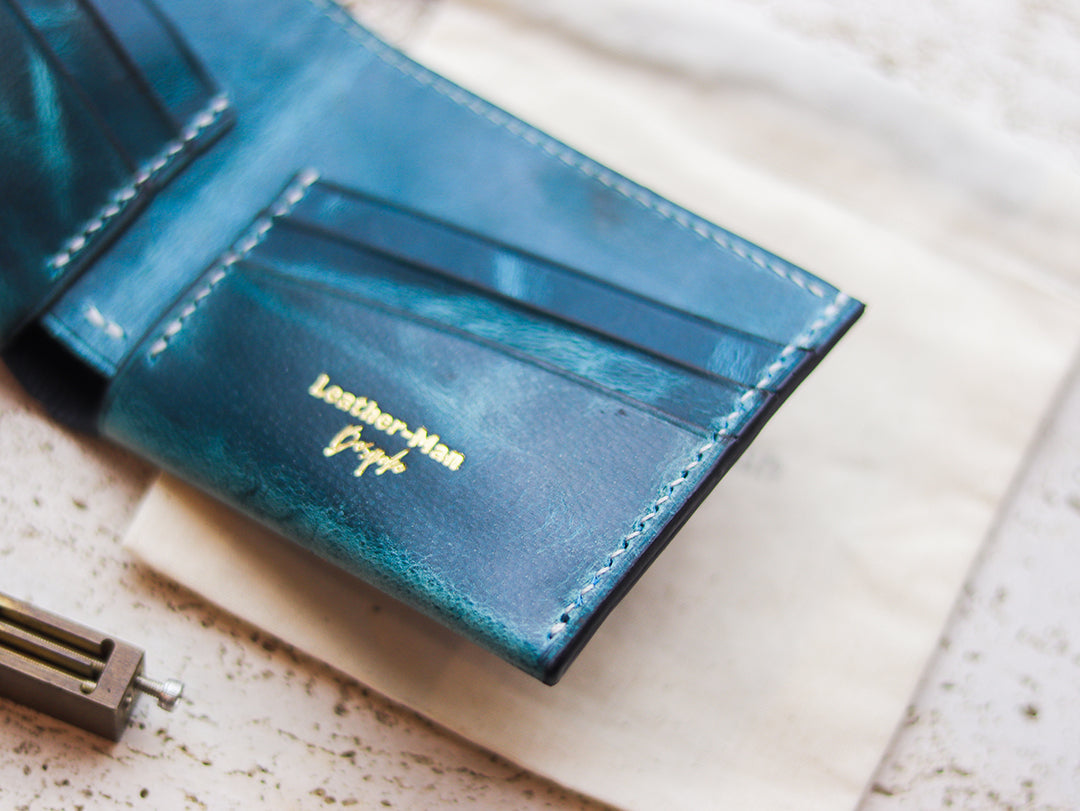 ATTICUS - Turquoise Blue Veg Tan Waxed Pull Up Leather