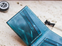 ATTICUS - Turquoise Blue Veg Tan Waxed Pull Up Leather