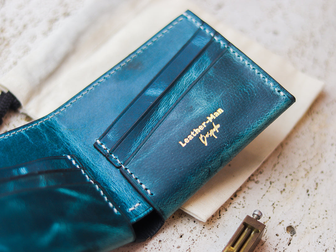 ATTICUS - Turquoise Blue Veg Tan Waxed Pull Up Leather
