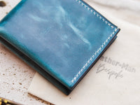 ATTICUS - Turquoise Blue Veg Tan Waxed Pull Up Leather