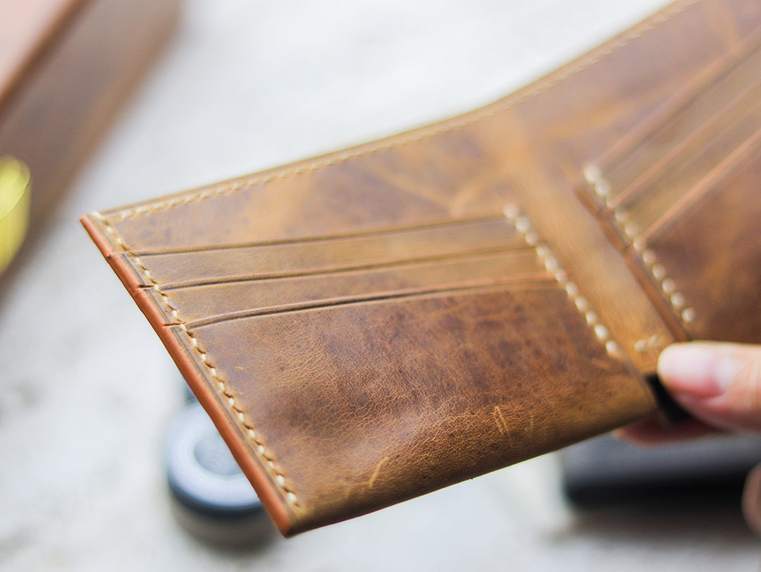 ATTICUS - Bronze Brown Veg Tan Waxed Pull Up Leather