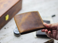 ATTICUS - Bronze Brown Veg Tan Waxed Pull Up Leather