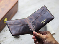 ATTICUS - Walnut Brown Veg Tan Waxed Pull Up Leather