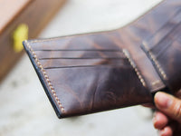ATTICUS - Walnut Brown Veg Tan Waxed Pull Up Leather