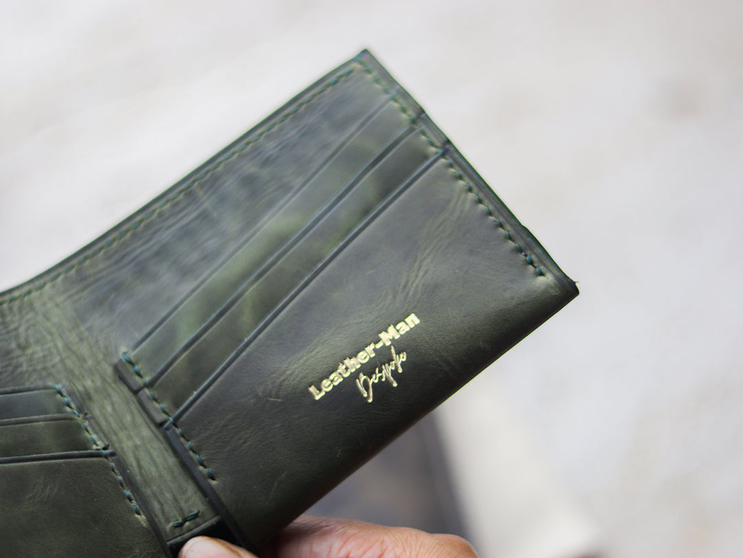 ATTICUS - Basil Green Veg Tan Waxed Pull Up Leather