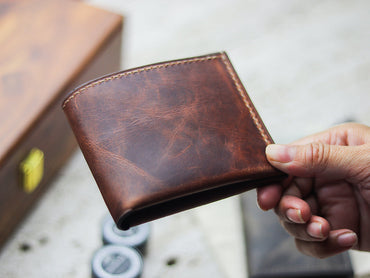 ATTICUS - Whisky Brown Veg Tan Waxed Pull Up Leather
