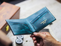 ATTICUS - Turquoise Blue Veg Tan Waxed Pull Up Leather